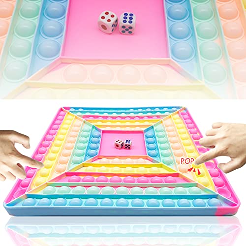 Big Pop Game Chess Board Fidget Toy, Macaron Push Bubble Popper Fidget Sensory Toy for Kids, Silicone Stress Toy for Multiplayer Games, Party Pop Game Board, Huge Anti-Anxiety Toy(168 Bubble)