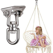 Load image into Gallery viewer, WAREMAID Heavy Duty 360 Swivel Swing Hanger, Stainless Steel Swing Hook for Ceiling Wooden Swing Set Bracket, Punching Bag Hanger for Playground Gym Rope Hammock Chair Yoga Swing, 1000 Lb Capacity
