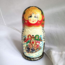Load image into Gallery viewer, Winter in Russian Village Hand Painted 5 Piece Set Russian Traditional Nesting Doll / 7&quot;
