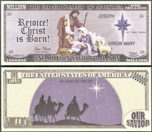 Load image into Gallery viewer, Baby Jesus Nativity Three Wisemen Million Dollar Bill Lot of 100 Bills
