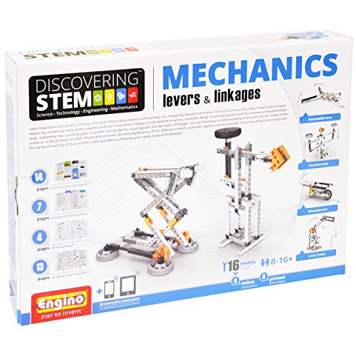 Engino Discovering STEM Mechanics Levers & Linkages | 16 Working Models | Illustrated Instruction Manual | Theory & Facts | Experimental Activities | STEM Construction Kit
