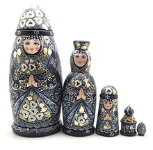 Load image into Gallery viewer, BuyRussianGifts Unique Shape Russian Princess Nesting Doll Hand Painted 5 Piece Doll
