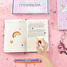 Load image into Gallery viewer, Magic Unicorn Notebook Set - Sequins Journals Unique Gift for Girls Travel School Office NotepadMemos A5 Diary Notebooks Unicorn Gel Pen Bracelet Key-chain with Locks and Keys
