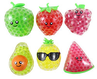 Curious Minds Busy Bags Small Fruit Water Bead Filled Squeeze Stress Balls with Faces - Sensory, Stress, Fidget Toy - Pineapple, Strawberry, Avocado, Watermelon, Apple, Grapes