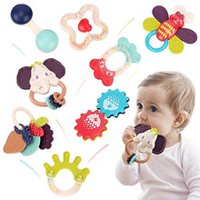Load image into Gallery viewer, Nueplay 8PCS Baby Rattles Set, Toddlers Chewing Teething Toys Grab Shaker Hand Bells and Spin Rattle Musical Toy Playset Early Educational Shower Gift Toys for Baby Newborn Infant 6-12 Months
