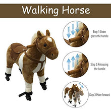 Load image into Gallery viewer, Qaba Kids Plush Ride On Toy Walking Horse with Wheels and Realistic Sounds, 30&quot;H, Brown
