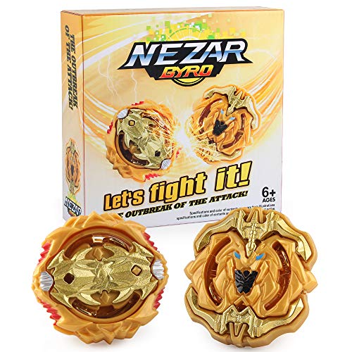 NEZAR 2 in 1 Burst God Bey Battle Edition Gyro Battling Top Avatar Attack Evolution High Starter with Launcher Grip Set Gold 2020 Edition