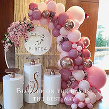 Load image into Gallery viewer, Soonlyn Pink Balloons Garland 135 Pcs 18 In 12 In 5 In, Dusy Rose Gold Metallic Confetti Latex Balloons Arch Kit for Baby Shower Decorations for Girl Birthday Party, Bridal Shower, Wedding

