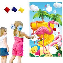 Load image into Gallery viewer, Flamingo Toss Game Carnival Birthday Party Supplies Hawaii Toss Game Family Games for Boy Girl and Adults Luau Party Decorations Fun Games Flamingo Birthday Decorations Banner Backdrop 54x30 Inches
