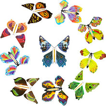 Load image into Gallery viewer, 10 Pieces Magic Fairy Flying Butterfly Card Wind up Butterfly Rubber Band Flying Butterfly Surprise Flying Paper Butterflies Set for Party Playing Decorations (Vivid Style)
