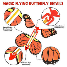 Load image into Gallery viewer, JUNBESTN Magic Flying Butterflies 18 Pack Wind Up Fairy Flying Toy Surprise Cards Party Favor for Kids Classroom School Easter Stuffers Birthday Greeting Card Stocking Stuffers
