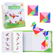Load image into Gallery viewer, Vanmor Travel Tangram Puzzle with 2 Set Magnetic Plate- Montessori Shape Pattern Blocks Jigsaw Road Trip Games with 368 Solution - IQ Book Educational Toy Brain Teaser Gift for Kids Adults Challenge

