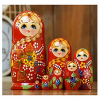 QIFFIY Russian Doll Russian Nesting Dolls Matryoshka, Wood Stacking Nested Set 10 Pcs Handmade Toys for Kids Birthday Gift Home Decoration Matryoshka