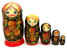 Load image into Gallery viewer, BuyRussianGifts Russian Hand Painted Nesting Doll Set of 5 Traditional Gold Red Medium Size Matryoshka / 5&quot; Tall
