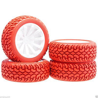 4Pcs RC 602-8019 Red Rally Tires Tyre Wheel Rim For HSP 1:10 On-Road Rally Car