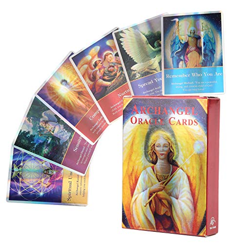 Tarot Card, 45 Tarot Cards Unique Holographic Flash Fate Divination Card Travel Portable Future Telling Game Tarot Cards Deck Safe Durable Table Card Game with Box for Beginner(Archangel Oracle Cards)