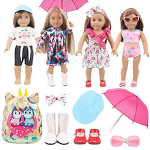 Load image into Gallery viewer, iBayda Fashion Doll Clothes Accessories Play Set for 18 inch Dolls Include Backpack, Umbrella, Outfit, Bikini, Shoes, Sunglasses (No Doll)
