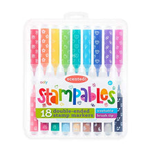 Load image into Gallery viewer, OOLY, Stampables Double Ended Scented Stamp Markers, Drawing and Coloring Tool for Kids and Adults, Cool and Fun Pens for Creative Projects, Gift Idea for Boys and Girls, Pack of 18 Vibrant Colors
