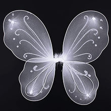 Load image into Gallery viewer, Colle Girls Butterfly Fairy Wings for Fairy Costumes Sparkle Fairy Princess Wings Party Favor White
