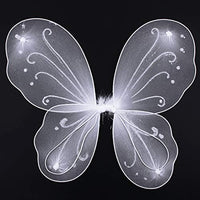 Colle Girls Butterfly Fairy Wings for Fairy Costumes Sparkle Fairy Princess Wings Party Favor White