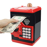 Kelibo Electronic Money Bank for Kids, Elctronic Password Security Piggy Bank Mini ATM Cash Coin Saving Box Smart Voice, Toy Gifts Birthday Gift for Children (Red)