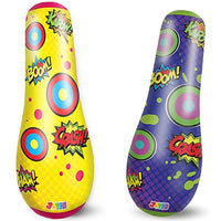 2 Pack Inflatable Bopper, 47 Inches Kids Punching Bag with Bounce-Back Action, Inflatable Punching Bag for Kids