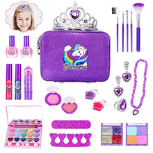 Load image into Gallery viewer, Tomons 25Pcs Kids Makeup Kit for Girls,Kids Play Washable Makeup Set Toys for Girls Safe &amp; Non-Toxic,Real Cosmetic Beauty Set for Kids Play Game
