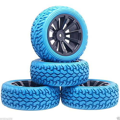 4pcs RC 601-8019 Blue Rally Tires Tyre Wheel Rim For HSP 1:10 On-Road Rally Car