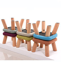 Load image into Gallery viewer, Solid wood stool / simple small pier / cloth shoes for stool 28 28 20cm ( Color : Turquoise )
