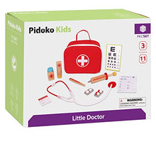 Load image into Gallery viewer, Pidoko Kids Doctor Kit for Kids - Wooden Pretend Play Set (11 Pcs) - Toys for Toddlers Boys and Girls 3, 4, 5, 6, 7 Year Old and up - Doctors Medical Gifts Playset
