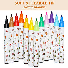 Load image into Gallery viewer, Lebze Washable Markers for Kids Ages 2-4 Years, 12 Colors Toddler Markers for Coloring Books, Safe Non Toxic Art School Supplies for Boys &amp; Girls Flower Monaco
