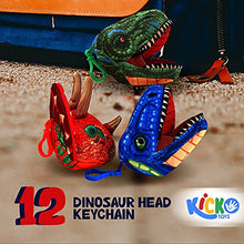 Load image into Gallery viewer, Kicko Dinosaur Head Keychain - 12 Pack - 5 Inch - Mini Backpack Hook - Keyring for Bag and Belt Loop Accessory, Back to School Item, Arts and Crafts, Science Project, Party Favors
