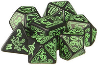 Q Workshop Call Of Cthulhu: Black And Green Dice, Set Of 7