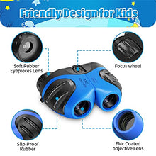 Load image into Gallery viewer, Perfect Binoculars for Kids, VNVDFLM Compact Waterproof Binoculars for Teens Boys Girls Birthday, Outdoor Telescope Toys for Boys Age 3-12 to Bird Watching &amp; Explore Nature(Blue)
