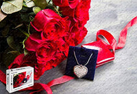 PigBangbang,20.6 X 15.1 Inch Wooden - Happy Valentine S Day Romantic Red Roses Diamond Necklace - 500 Piece Jigsaw Puzzle