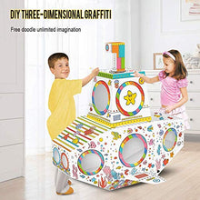 Load image into Gallery viewer, JW-MZPT DIY Doodle Play House, DIY Drawing Art Craft Set for Children Cardboard Playhouse Painting House for Painting and Decorating
