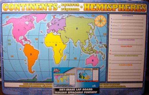 Canada, Continents, Hemispheres Dryer Erase Lap Board, The Board Dudes, English & French