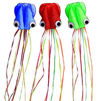 Hengda Kite Pack 3 Colors(Red&Green&Blue) Beautiful Large Easy Flyer Kite For Kids Software Octopus