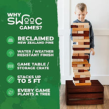 Load image into Gallery viewer, SWOOC Games - Reclaimed Giant Tower Game | 60 Large Blocks | Storage Crate / Outdoor Game Table | Starts Over 2.5ft Big | Max Height of 5ft | Genuine Jumbo Toppling Yard Games | Jumbo Backyard Set

