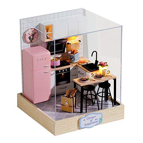 Shuohu DIY Building Kits Doll House LED 3D Wooden Bedroom Living Room Model Kids Toy with Cover - 2#