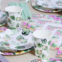 Load image into Gallery viewer, Amycute 93 Piece Hawaiian Dinnerware Tropical Party Set, Hawaiian Birthday Party Supplies Includes Plates, Cups, Napkins and Straw, Serves 16 Guests
