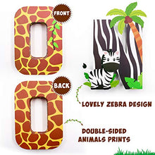 Load image into Gallery viewer, Safari ONE Letter Sign Jungle Animals First Birthday Decorations Paper Mache Letters Cake Smash Props Freestanding Decorative Letter Set for Jungle Safari Boy Birthday Party Supplies
