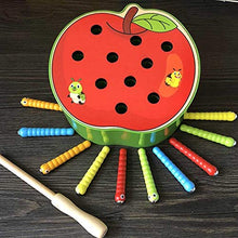 Load image into Gallery viewer, Jimfoty Bright and Rich Colors Round and Smooth Edge Educational Toy, Intelligence Development Toys Wooden Toy, Magnetic Wooden Toy, for Preschool Birthday Party Boy(Apple Crawler)
