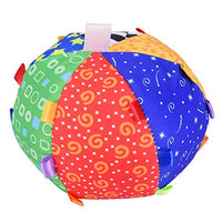 Zerodis Soft Rattle Ball for Babies,Large Colorful Cloth Ball with Chime Bell Sensory Toy Gift with Colorful Tags for Newborn Infant Toddler