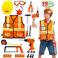 JOYIN Construction Worker Costume Role Play Tool Toys Set for 3-6 Years Old Kids, Great Educational Toy Gift for Halloween Christmas and Birthday