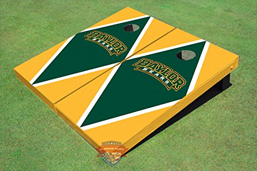 Baylor University Arch Hunter Green and Yellow Matching Diamond Cornhole Boards