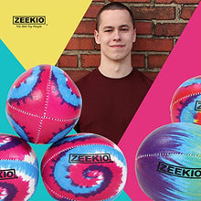Load image into Gallery viewer, Zeekio Tie Dye Festival Juggling Balls - [Set of 3] 6-Panel Balls, Millet Field, 120g Each, Pink/Blue/White Swirl
