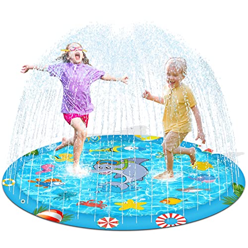 Splash Pad, 68'' Sprinkler for Kids Toddlers Outdoor Water Toys for Kids Ages 4-8, Kiddie Baby Pool for Outside Fun Summer Gifts for 3-12 Year Old Girls