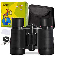Load image into Gallery viewer, Rayhee Rubber 4x30mm Toy Binoculars for Kids - Bird Watching - Educational Learning - Hunting - Hiking - Birthday Presents - Gifts for Children - Outdoor Play (Black)
