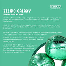 Load image into Gallery viewer, Zeekio Juggling Balls Premium Galaxy - [Pack of 3], Synthetic Leather, Millet Filled, 12-Panel Leather Balls, 130g Each, 62mm, Metallic Green
